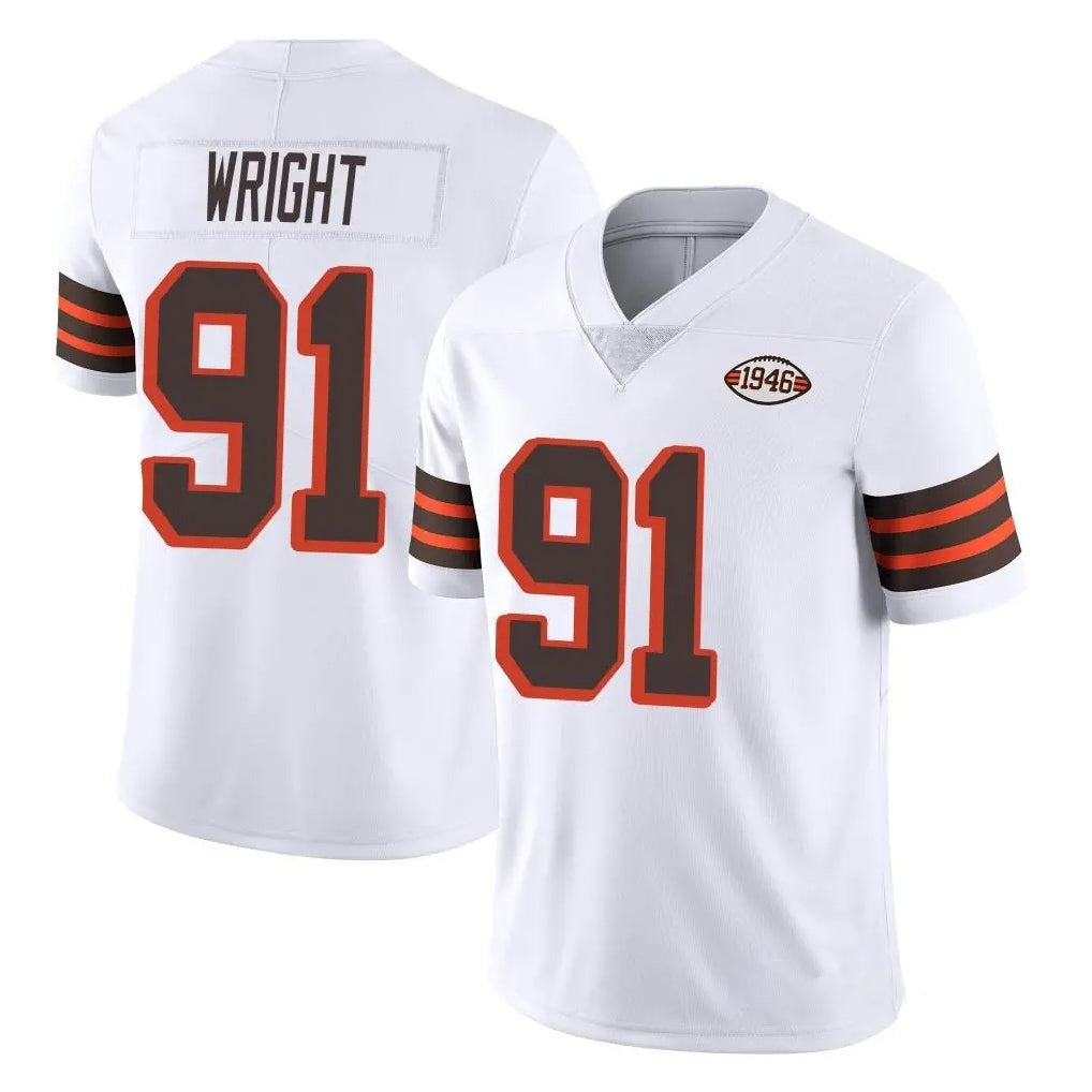 Ncoe C.Browns #91 Alex Wright Player White Limited  Vapor 1946 Collection Alternate Game Stitched Jerseys