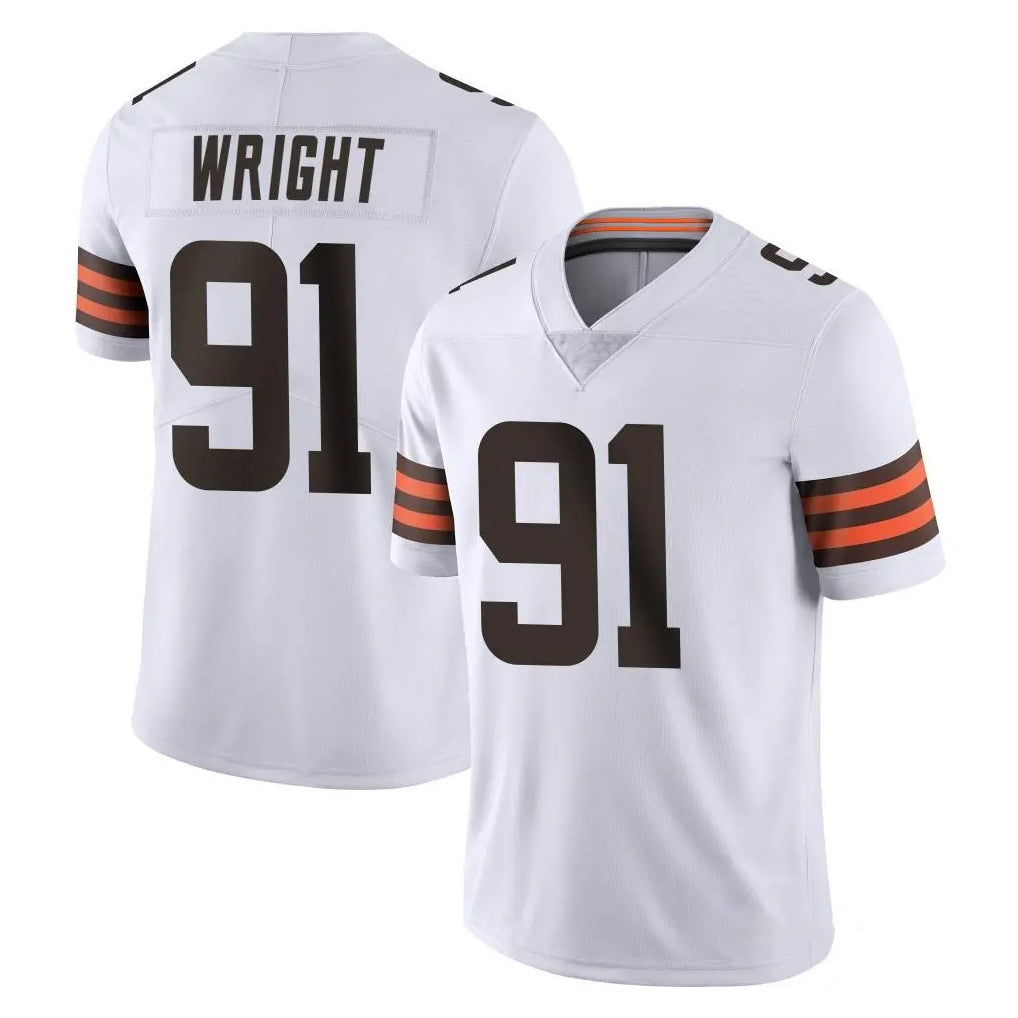 Ncoe C.Browns #91 Alex Wright Player White Vapor Untouchable Limited Home Game Stitched Jerseys