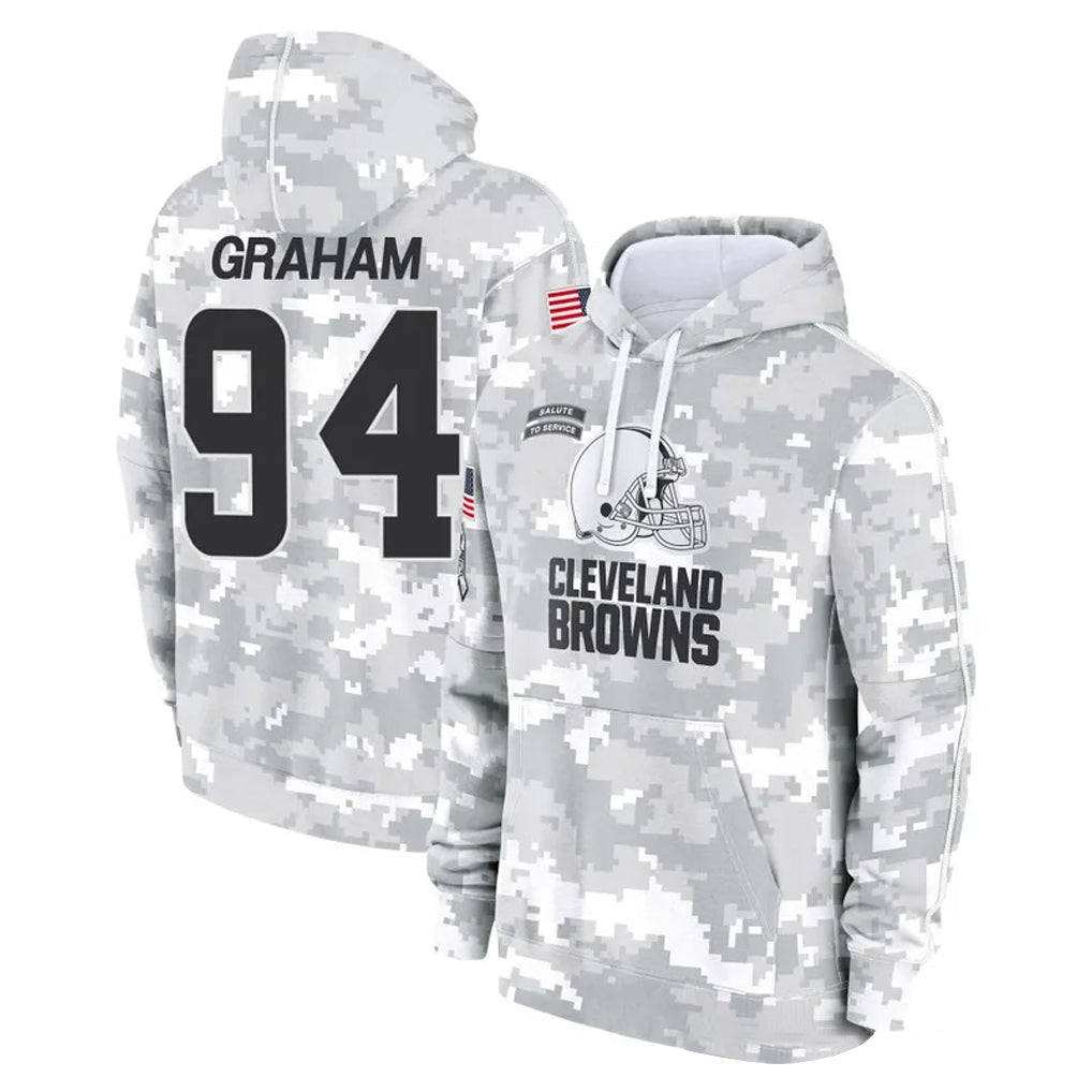 Ncoe C.Browns #94 Mason Graham Player Arctic Camo Salute to Service Hoodies Limited Game Stitched Jerseys