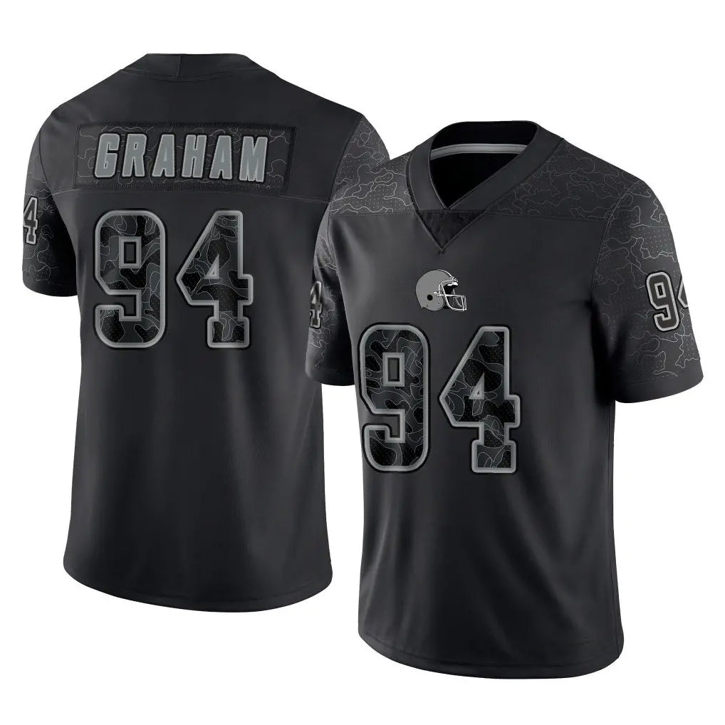 Ncoe C.Browns #94 Mason Graham Player Black Reflective Home Game Stitched Jerseys