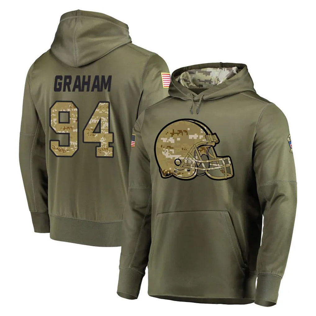 Ncoe C.Browns #94 Mason Graham Player Olive Salute to Service Pullover Hoodies Home Game Stitched Jerseys