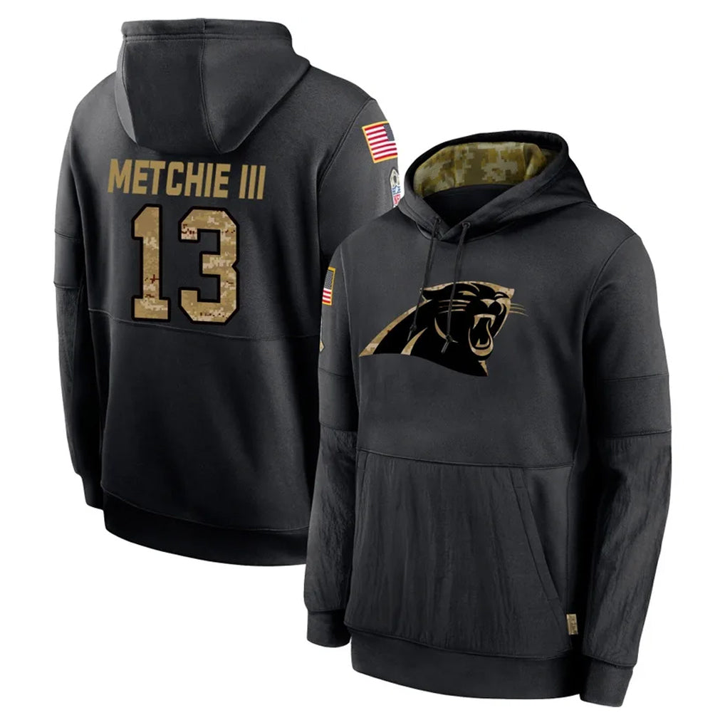 Ncoe C.Panthers #13 John Metchie III Player Black Salute to Service Pullover Hoodies Limited Game Stitched Jerseys