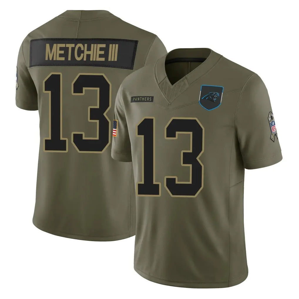 Ncoe C.Panthers #13 John Metchie III Player Olive 2025 Salute to Service Limited Game Stitched Jerseys