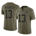 Ncoe C.Panthers #13 John Metchie III Player Olive Salute to Service Game Stitched Jerseys