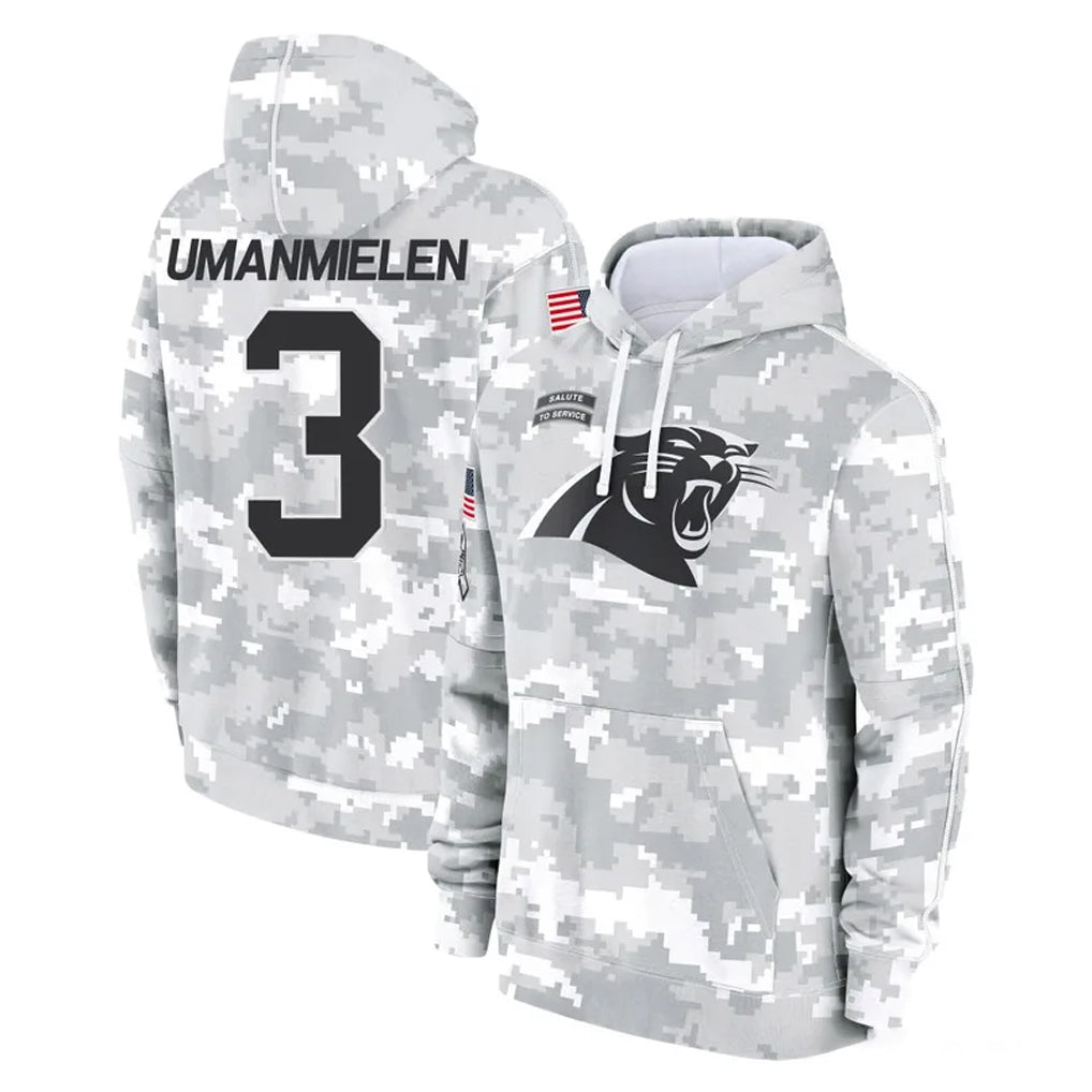 Ncoe C.Panthers #3 Princely Umanmielen Player Arctic Camo Salute to Service Pullover Hoodies Limited Game Stitched Jerseys