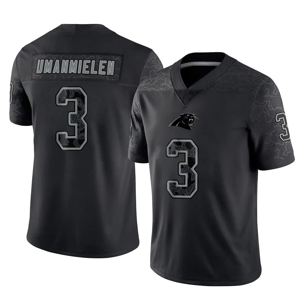 Ncoe C.Panthers #3 Princely Umanmielen Player Black Limited Reflective Game Stitched Jerseys