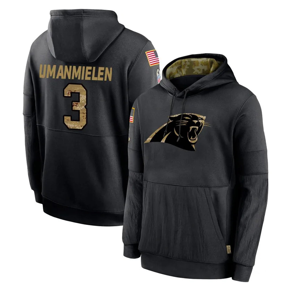 Ncoe C.Panthers #3 Princely Umanmielen Player Black Salute to Service Pullover Hoodies Limited Game Stitched Jerseys