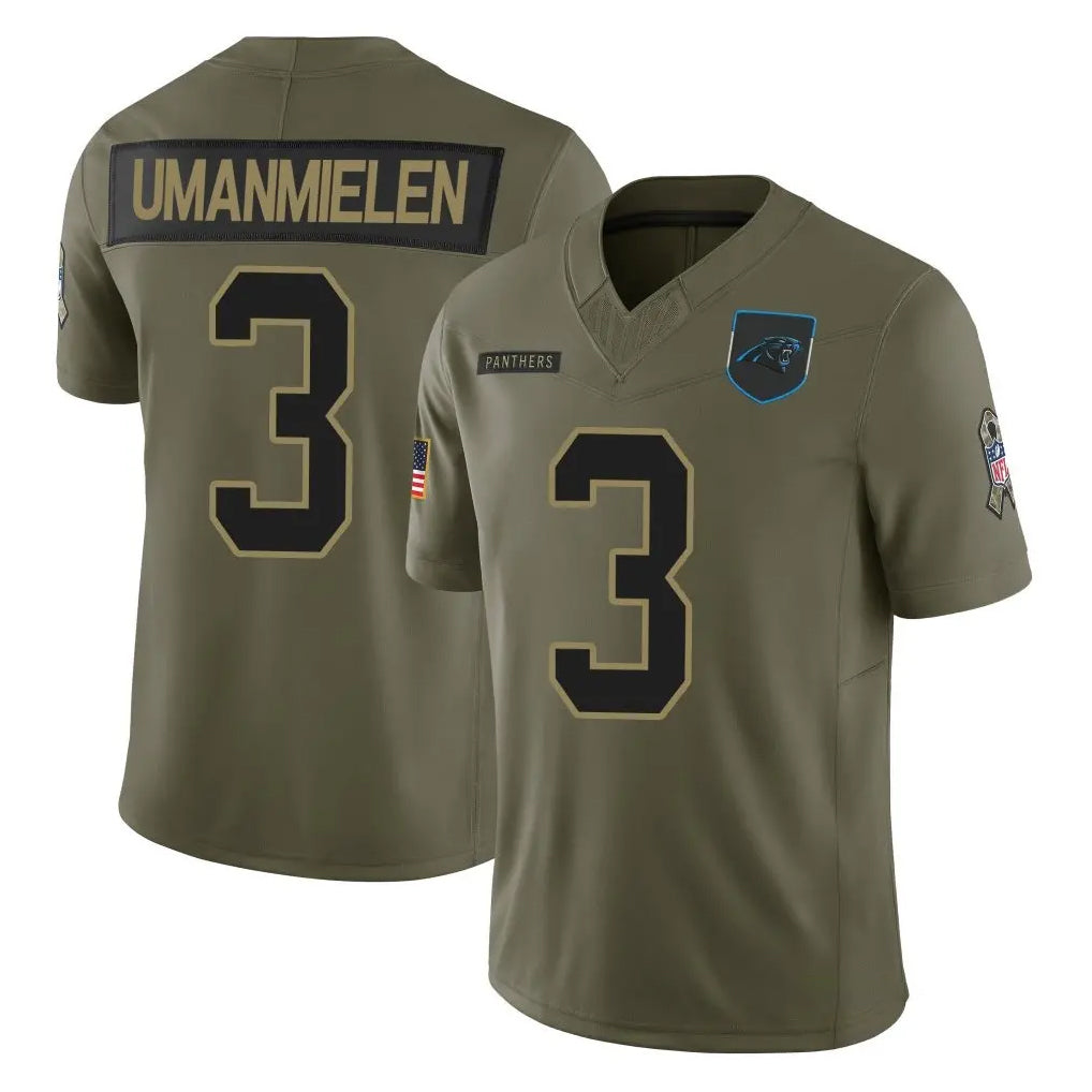 Ncoe C.Panthers #3 Princely Umanmielen Player Olive 2025 Salute to Service Limited Game Stitched Jerseys