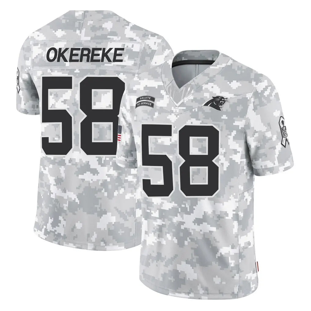 Ncoe C.Panthers #58 Bobby Okereke Player Arctic Camo Salute to Service Limited Game Stitched Jerseys