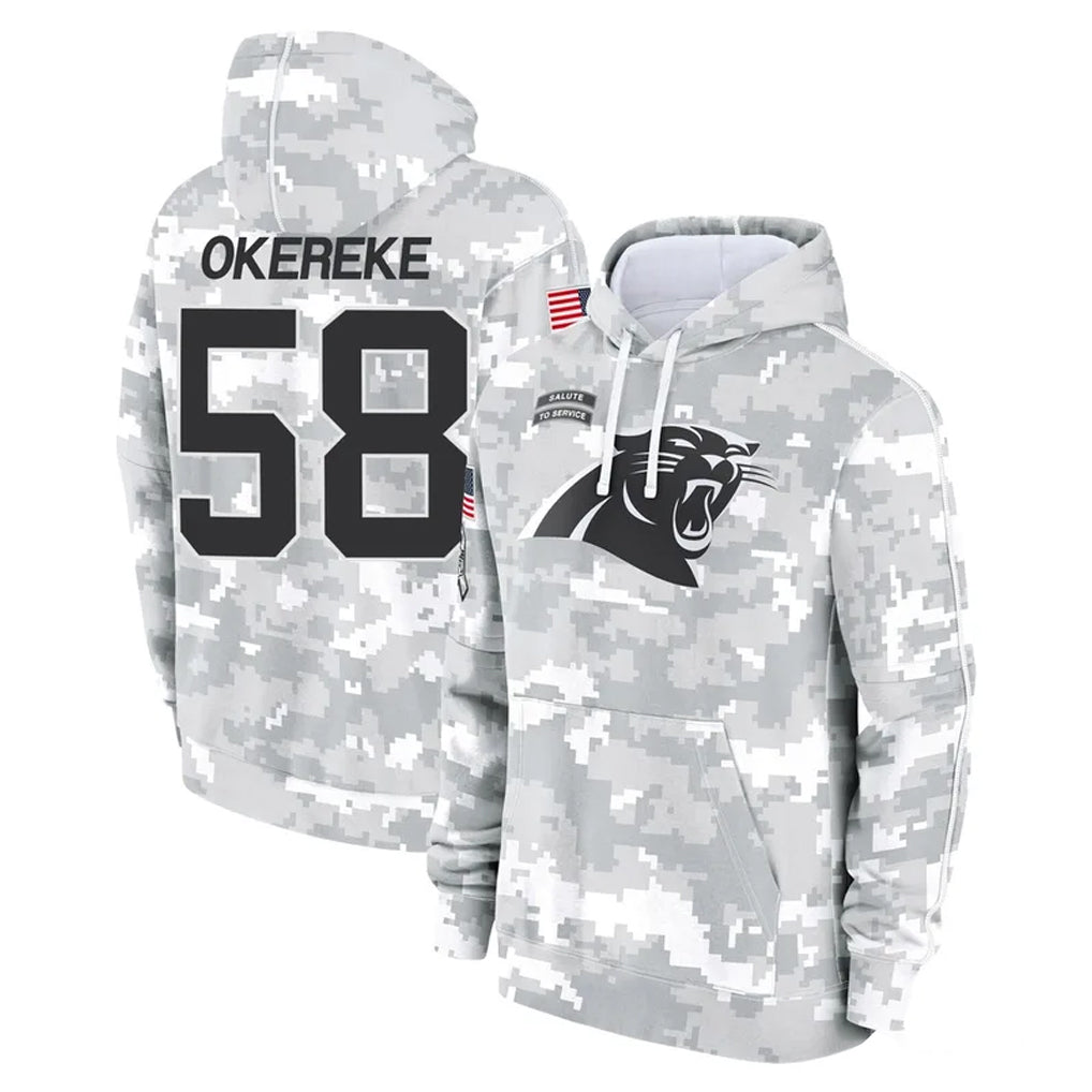 Ncoe C.Panthers #58 Bobby Okereke Player Arctic Camo Salute to Service Pullover Hoodies Limited Game Stitched Jerseys