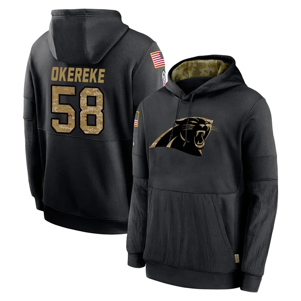 Ncoe C.Panthers #58 Bobby Okereke Player Black Salute to Service Pullover Hoodies Limited Game Stitched Jerseys