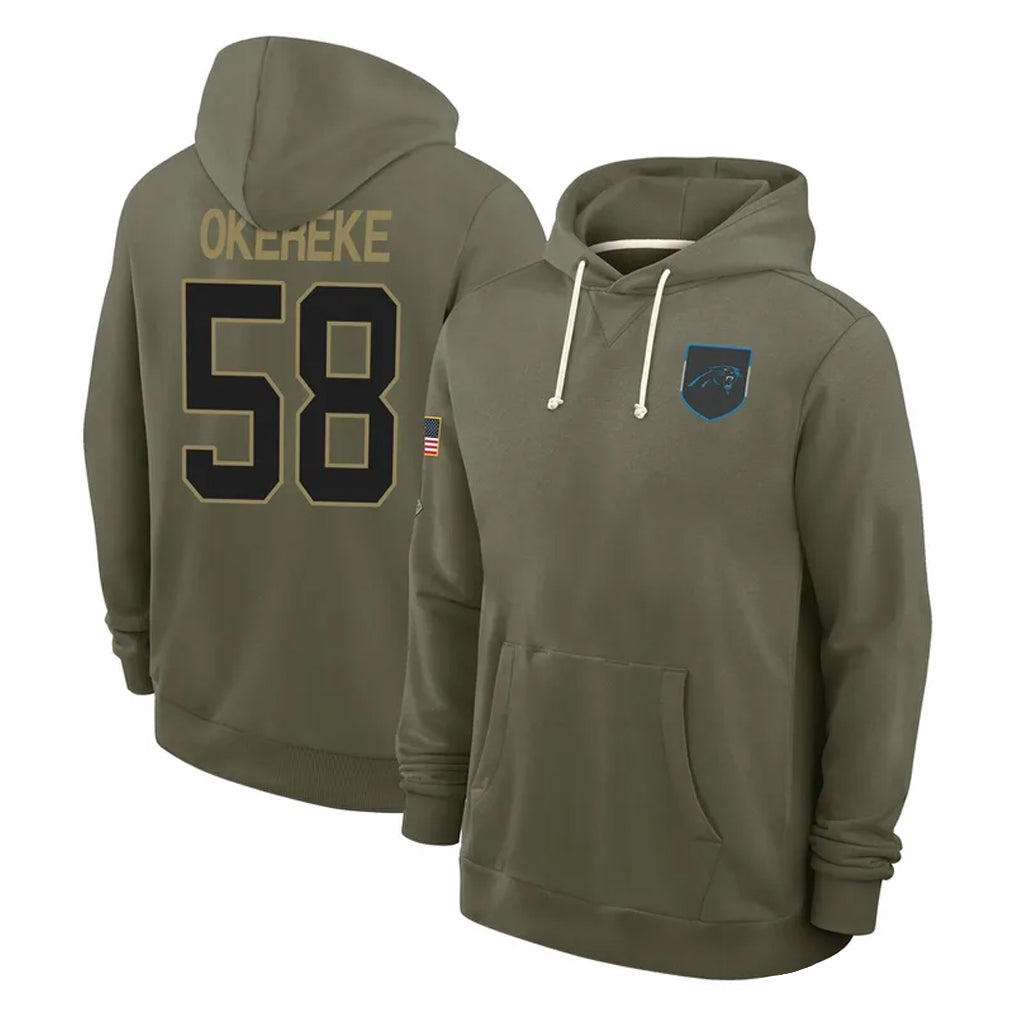 Ncoe C.Panthers #58 Bobby Okereke Player Olive Salute to Service Hoodies Game Stitched Jerseys