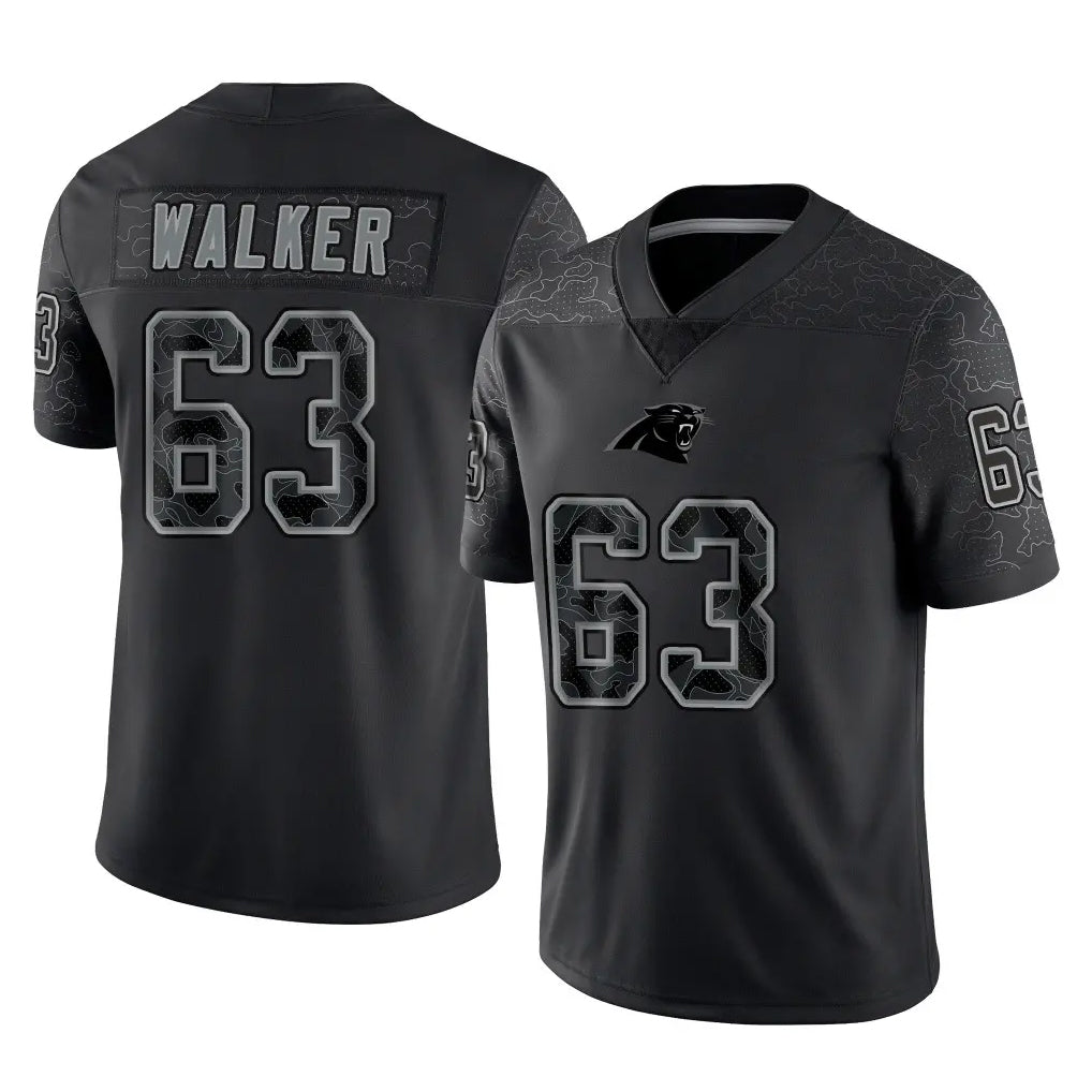 Ncoe C.Panthers #63 Rasheed Walker Player Black Limited Reflective Game Stitched Jerseys