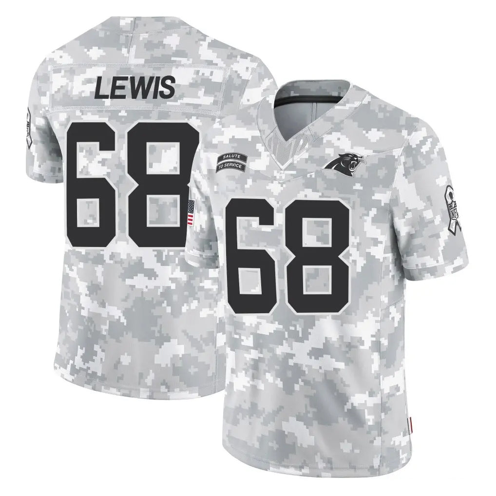 Ncoe C.Panthers #68 Damien Lewis Player Arctic Camo Salute to Service Limited Game Stitched Jerseys