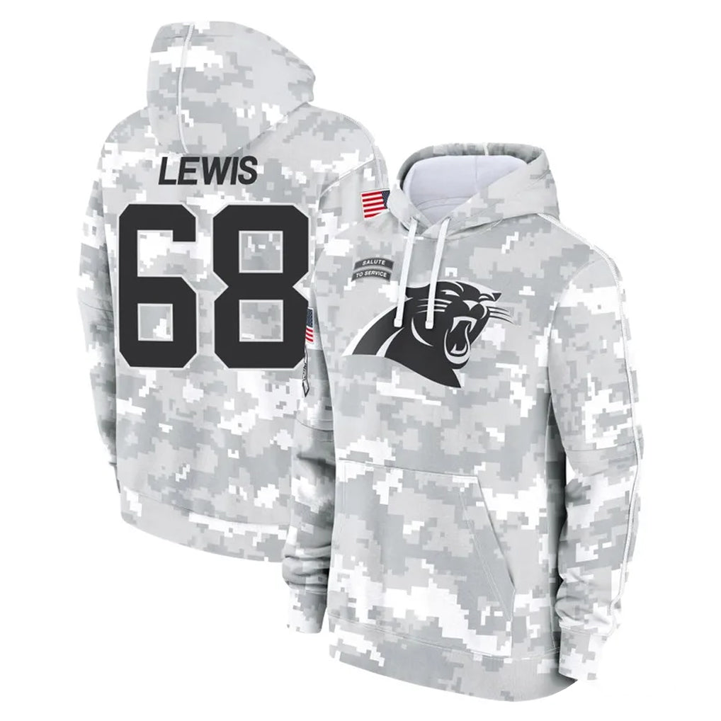 Ncoe C.Panthers #68 Damien Lewis Player Arctic Camo Salute to Service Pullover Hoodies Limited Game Stitched Jerseys