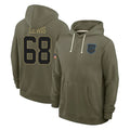 Ncoe C.Panthers #68 Damien Lewis Player Olive Salute to Service Hoodies Game Stitched Jerseys
