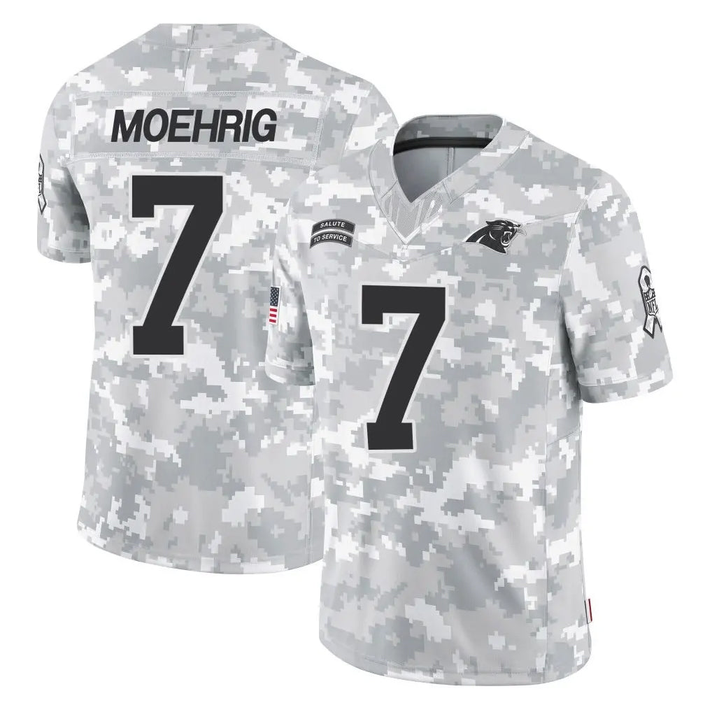 Ncoe C.Panthers #7 Tre'von Moehrig Player Arctic Camo Salute to Service Limited Game Stitched Jerseys