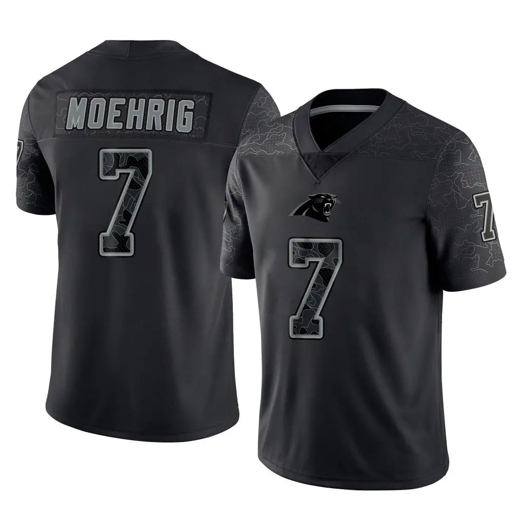 Ncoe C.Panthers #7 Tre'von Moehrig Player Black Limited Reflective Game Stitched Jerseys