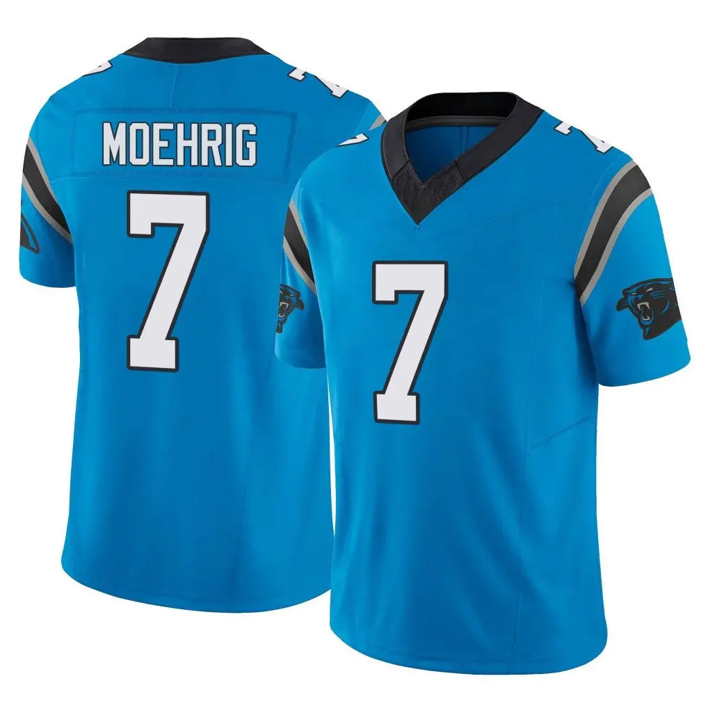 Ncoe C.Panthers #7 Tre'von Moehrig Player Blue Vapor F.U.S.E. Limited Home Game Stitched Jerseys