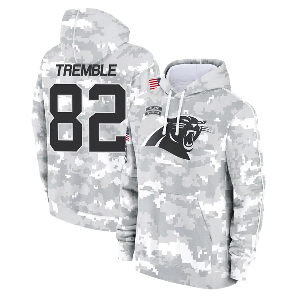 Ncoe C.Panthers #82 Tommy Tremble Player Arctic Camo Salute to Service Pullover Hoodies Limited Game Stitched Jerseys