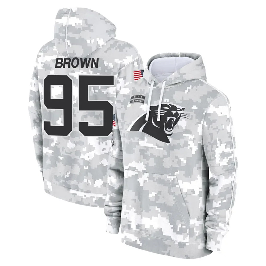 Ncoe C.Panthers #95 Derrick Brown Player Arctic Camo Salute to Service Pullover Hoodies Limited Game Stitched Jerseys