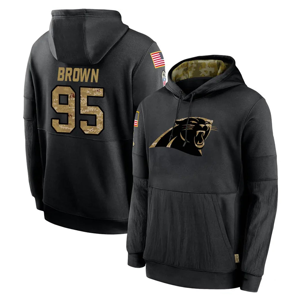 Ncoe C.Panthers #95 Derrick Brown Player Black Salute to Service Pullover Hoodies Limited Game Stitched Jerseys