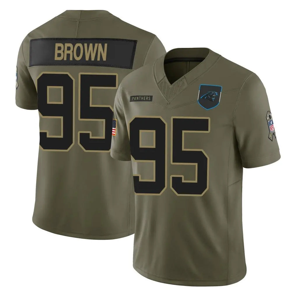 Ncoe C.Panthers #95 Derrick Brown Player Olive 2025 Salute to Service Limited Game Stitched Jerseys