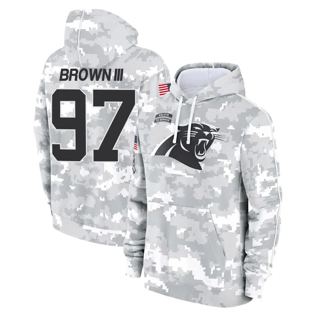 Ncoe C.Panthers #97 Bobby Brown III Player Arctic Camo Salute to Service Pullover Hoodies Limited Game Stitched Jerseys