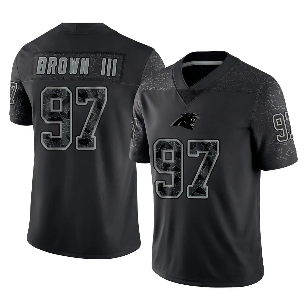 Ncoe C.Panthers #97 Bobby Brown III Player Black Limited Reflective Game Stitched Jerseys