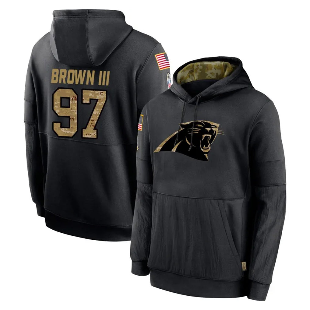 Ncoe C.Panthers #97 Bobby Brown III Player Black Salute to Service Pullover Hoodies Limited Game Stitched Jerseys