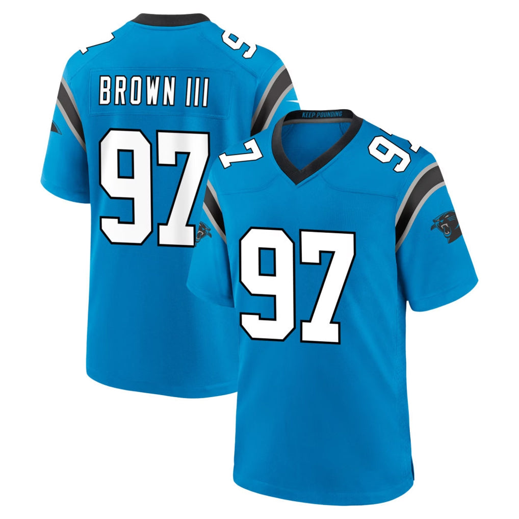 Ncoe C.Panthers #97 Bobby Brown III Player Blue Home Game Stitched Jerseys