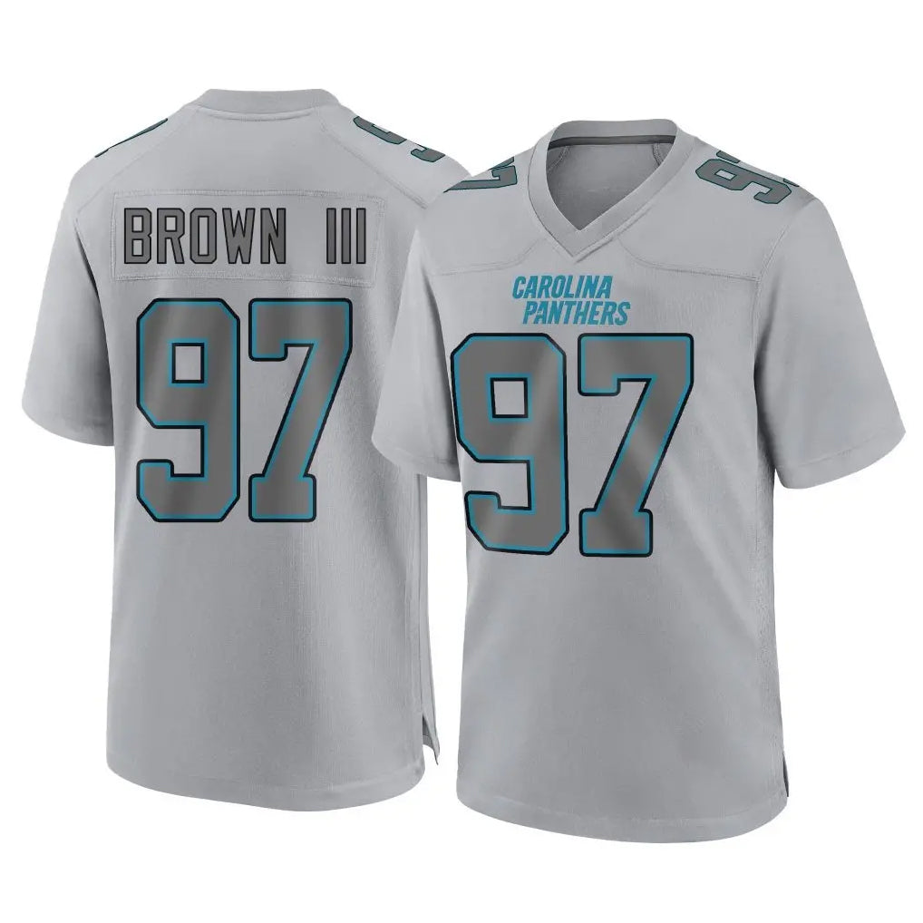Ncoe C.Panthers #97 Bobby Brown III Player Gray Atmosphere Fashion Game Stitched Jerseys