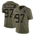 Ncoe C.Panthers #97 Bobby Brown III Player Olive 2025 Salute to Service Limited Game Stitched Jerseys