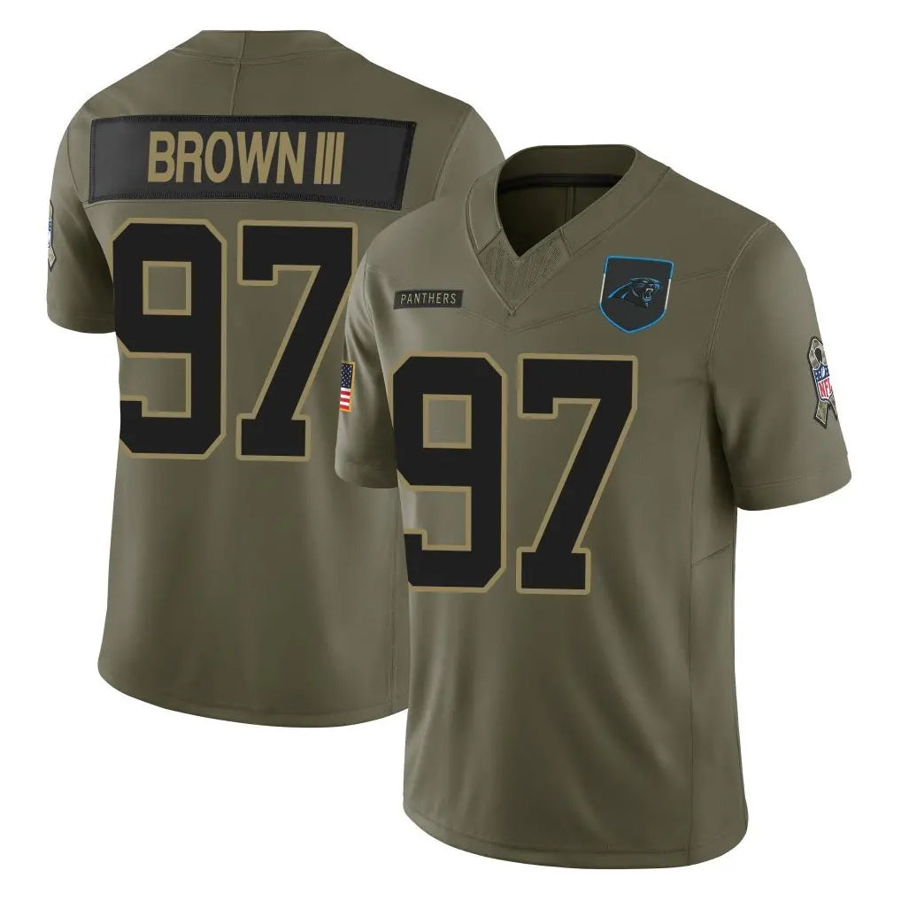 Ncoe C.Panthers #97 Bobby Brown III Player Olive 2025 Salute to Service Limited Game Stitched Jerseys