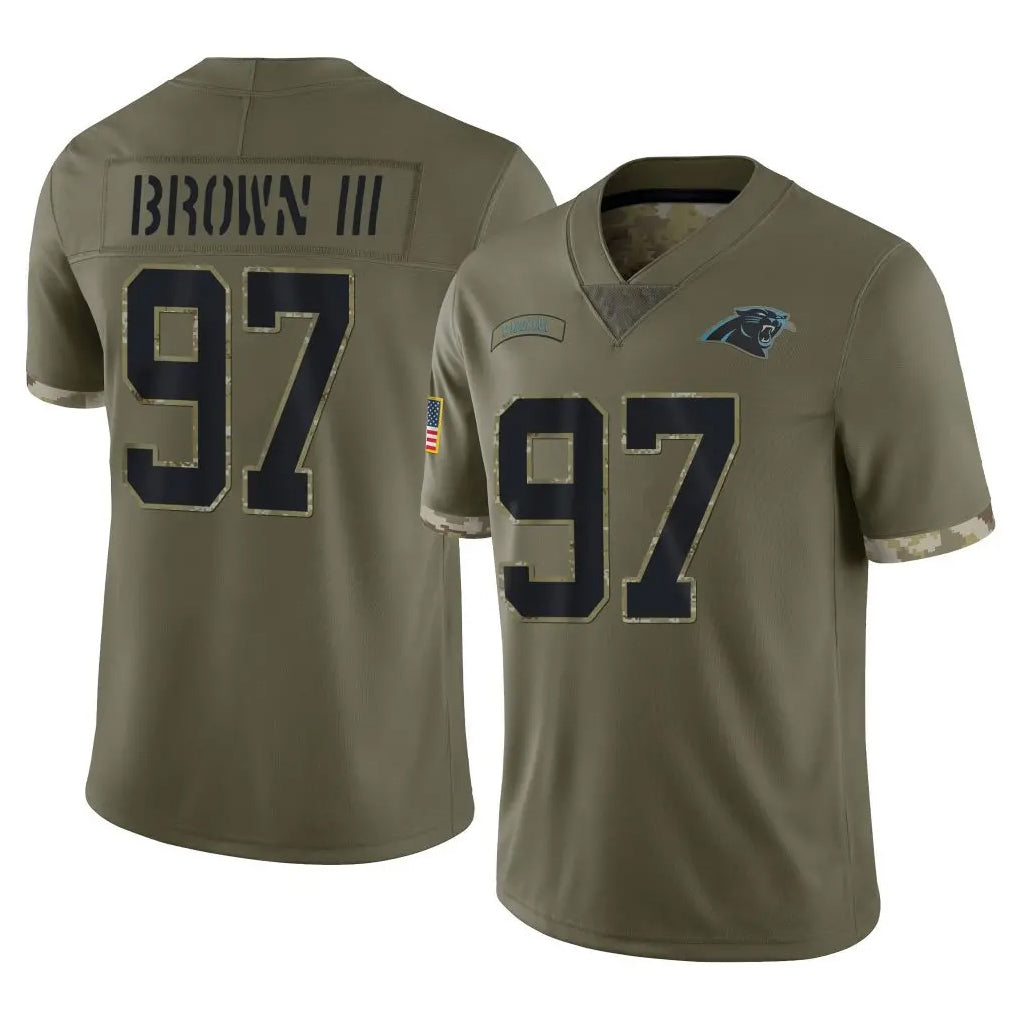 Ncoe C.Panthers #97 Bobby Brown III Player Olive Salute to Service Game Stitched Jerseys