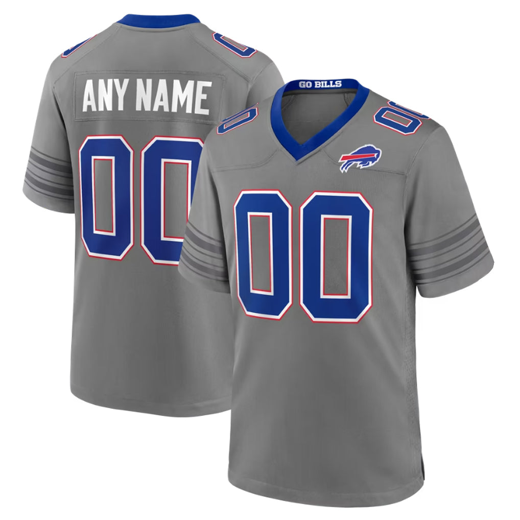 Ncoe Custom B.Bills Gray Nickel City Home Game Any Name & Numbers Stitched Jerseys