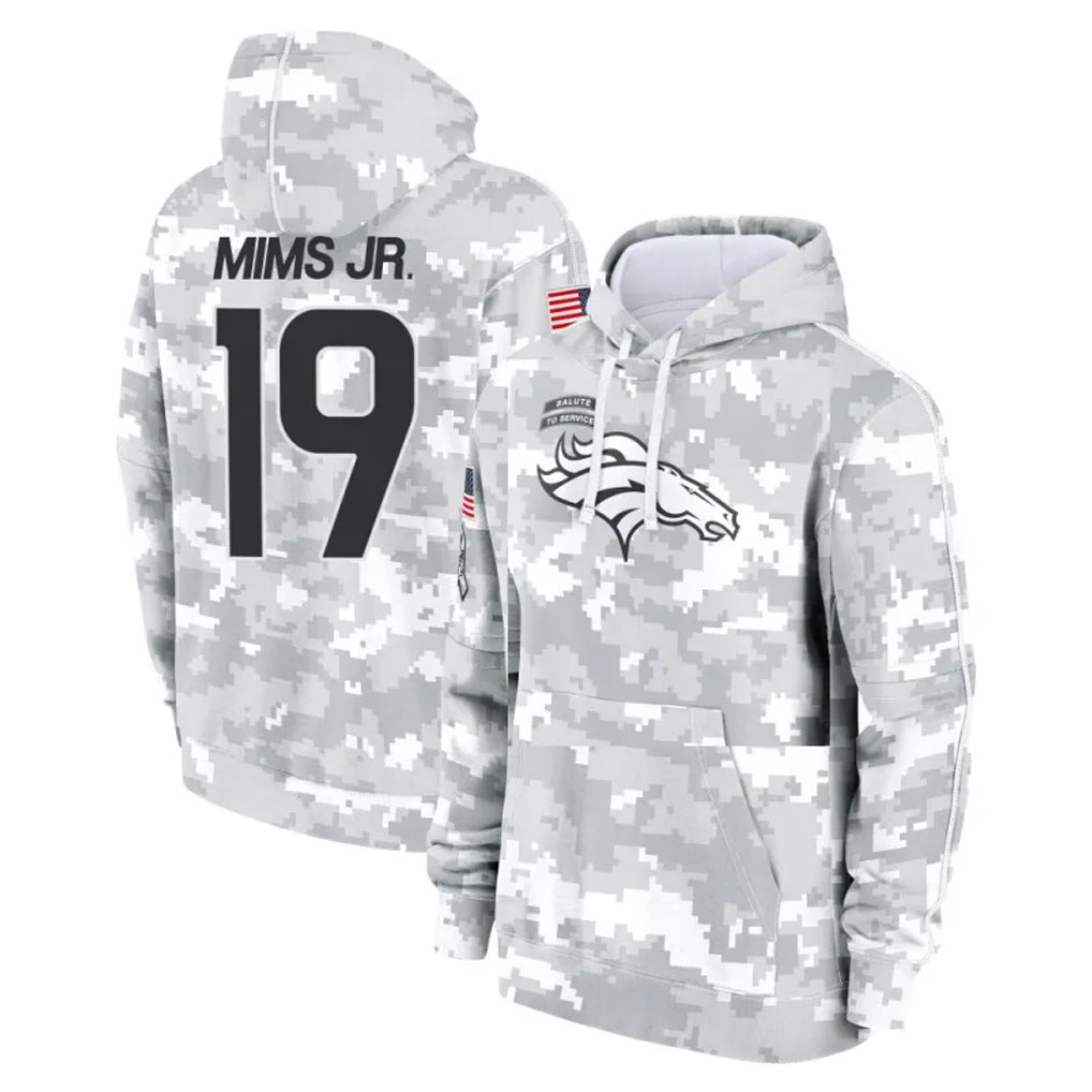 Ncoe D.Broncos #19 Marvin Mims Jr. Player Arctic Camo Salute to Service Hoodies Limited Game Stitched Jerseys
