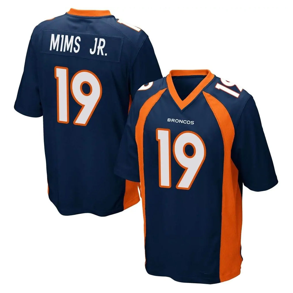 Ncoe D.Broncos #19 Marvin Mims Jr. Player Navy Game Stitched Jerseys