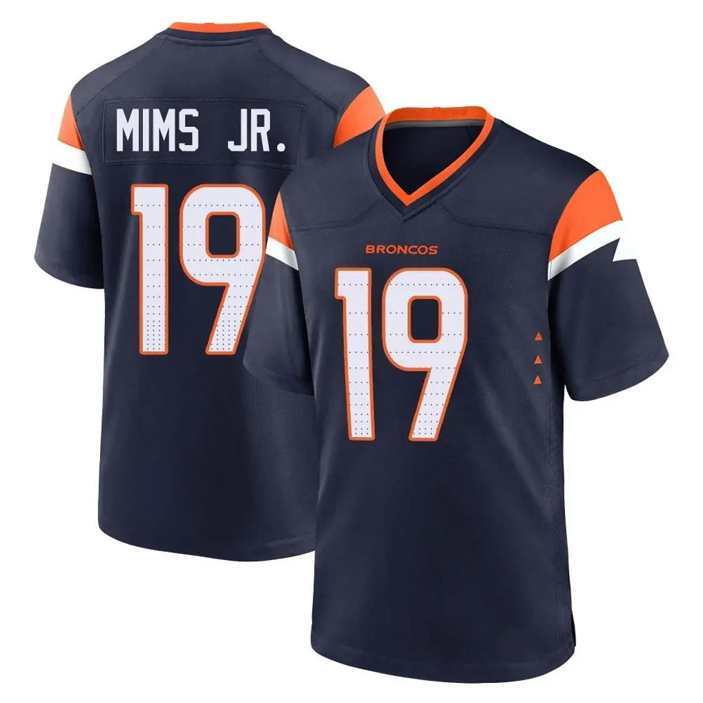 Ncoe D.Broncos #19 Marvin Mims Jr. Player Navy Home Game Stitched Jerseys