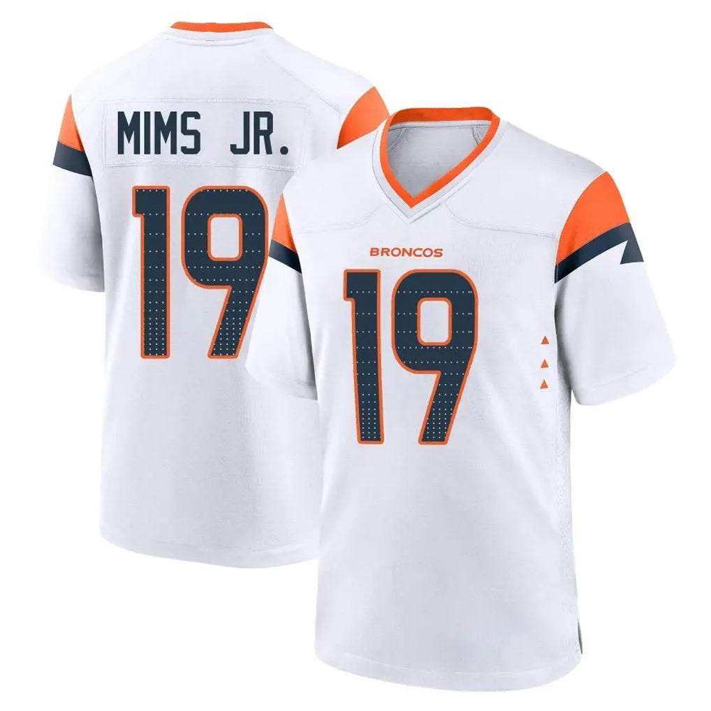 Ncoe D.Broncos #19 Marvin Mims Jr. Player White Home Game Stitched Jerseys