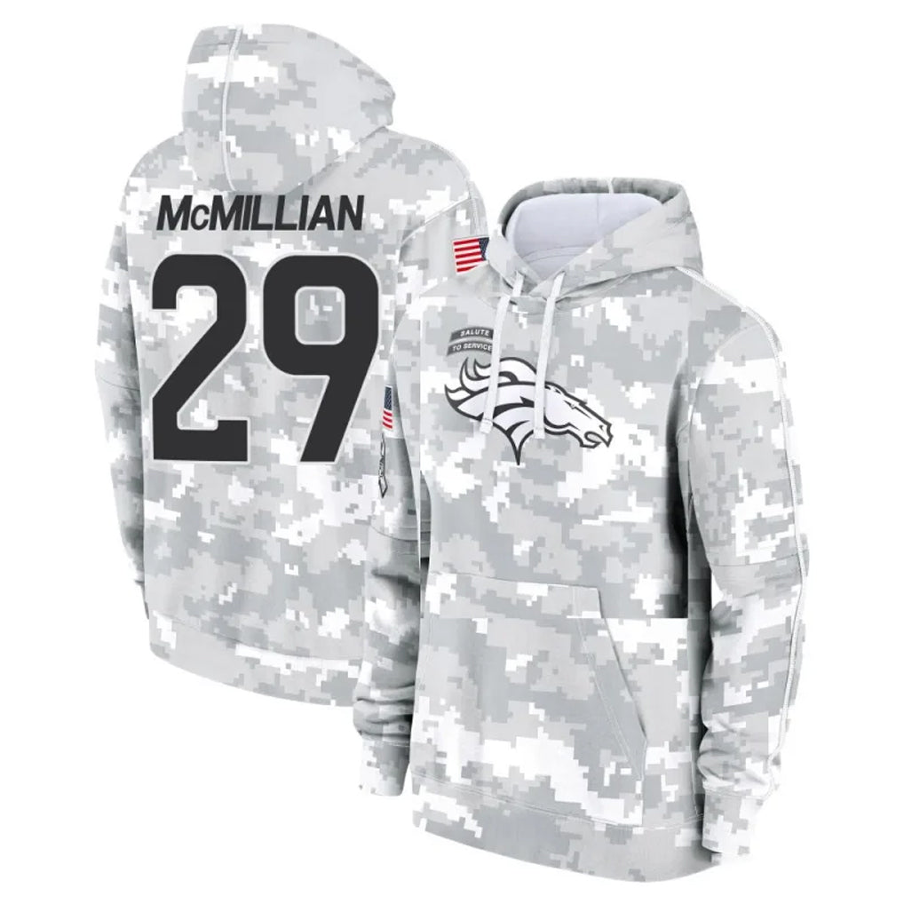 Ncoe D.Broncos #29 Ja'Quan McMillian Player Arctic Camo Salute to Service Hoodies Limited Game Stitched Jerseys