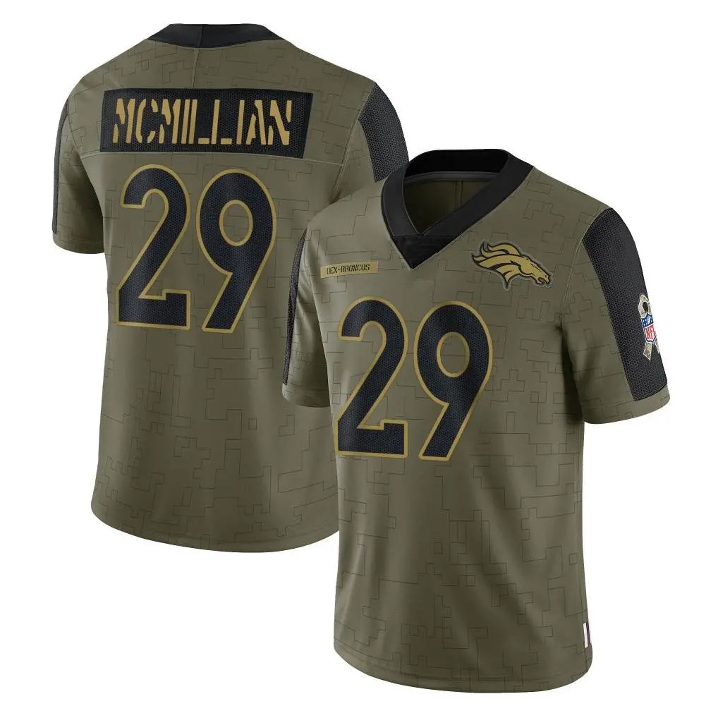 Ncoe D.Broncos #29 Ja'Quan McMillian Player Olive Salute To Service Limited Game Stitched Jerseys