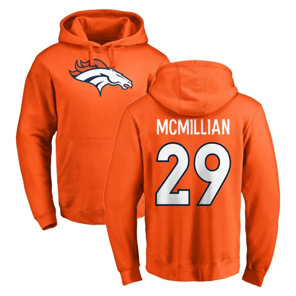 Ncoe D.Broncos #29 Ja'Quan McMillian Player Orange Pullover Hoodie Limited Stitched Jerseys