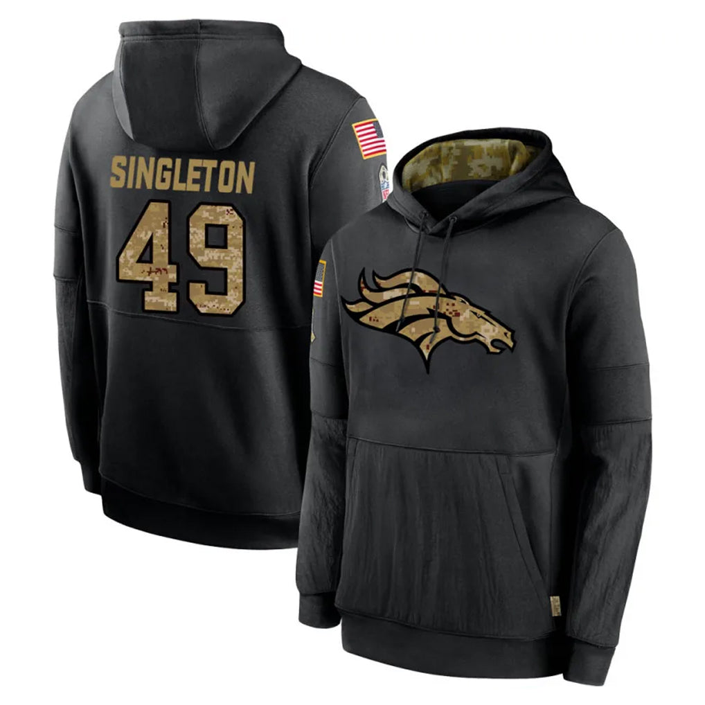 Ncoe D.Broncos #49 Alex Singleton Player Black Salute to Service Pullover Hoodies Limited Stitched Jerseys