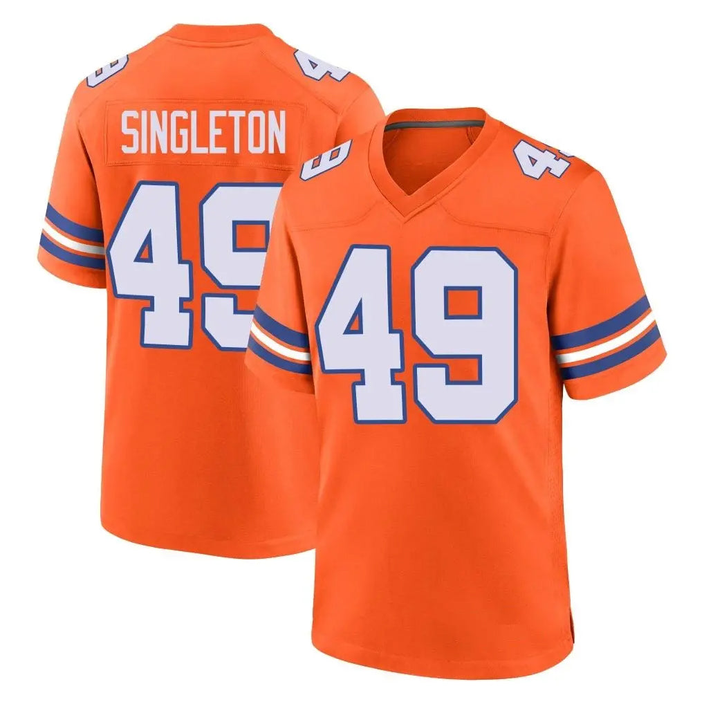 Ncoe D.Broncos #49 Alex Singleton Player Orange Alternate Collection Throwback Game Stitched Jerseys