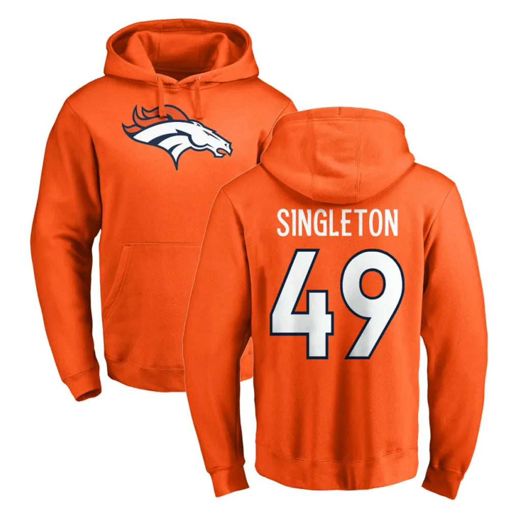 Ncoe D.Broncos #49 Alex Singleton Player Orange Pullover Hoodie Limited Stitched Jerseys