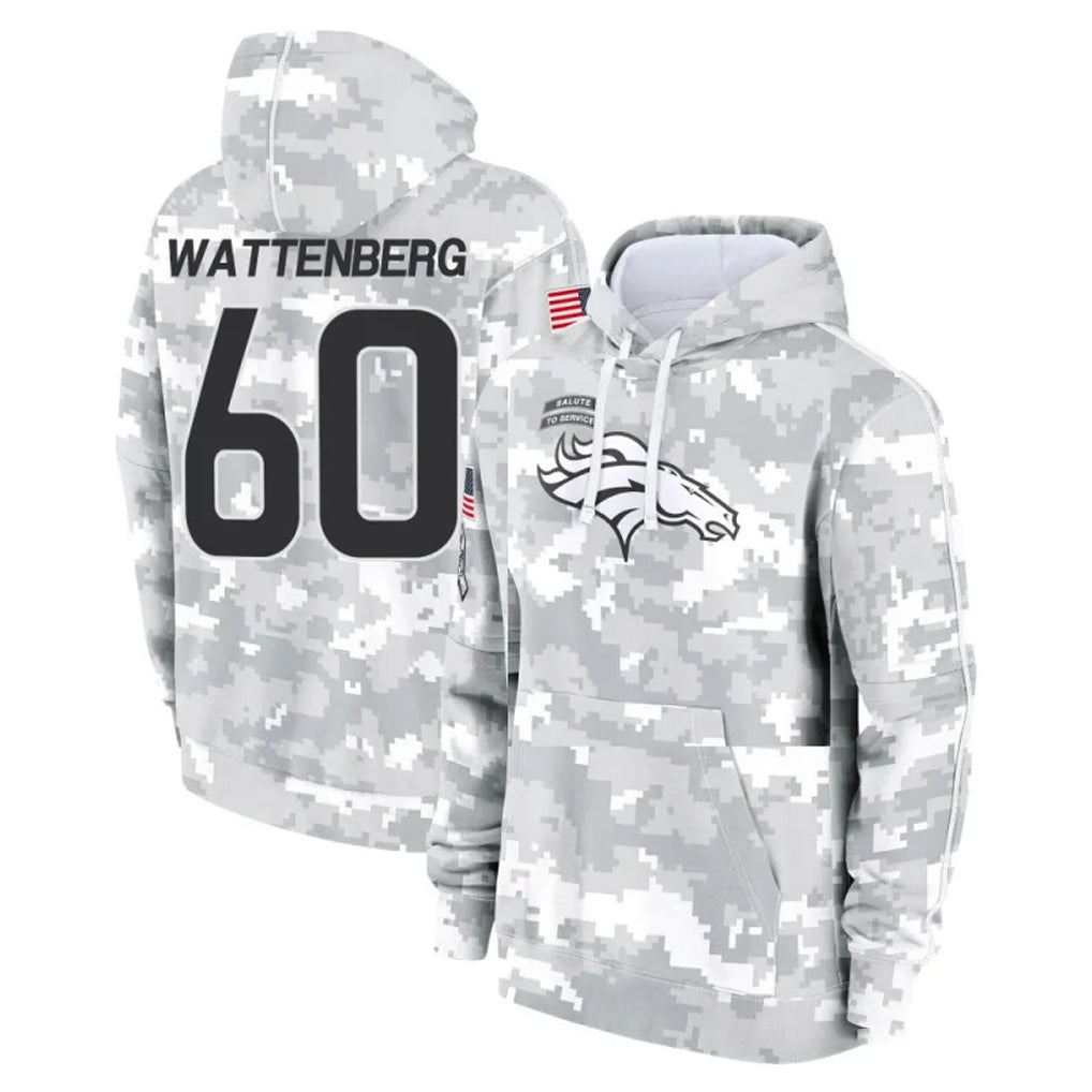 Ncoe D.Broncos #60 Luke Wattenberg Player Arctic Camo Salute to Service Hoodies Limited Game Stitched Jerseys