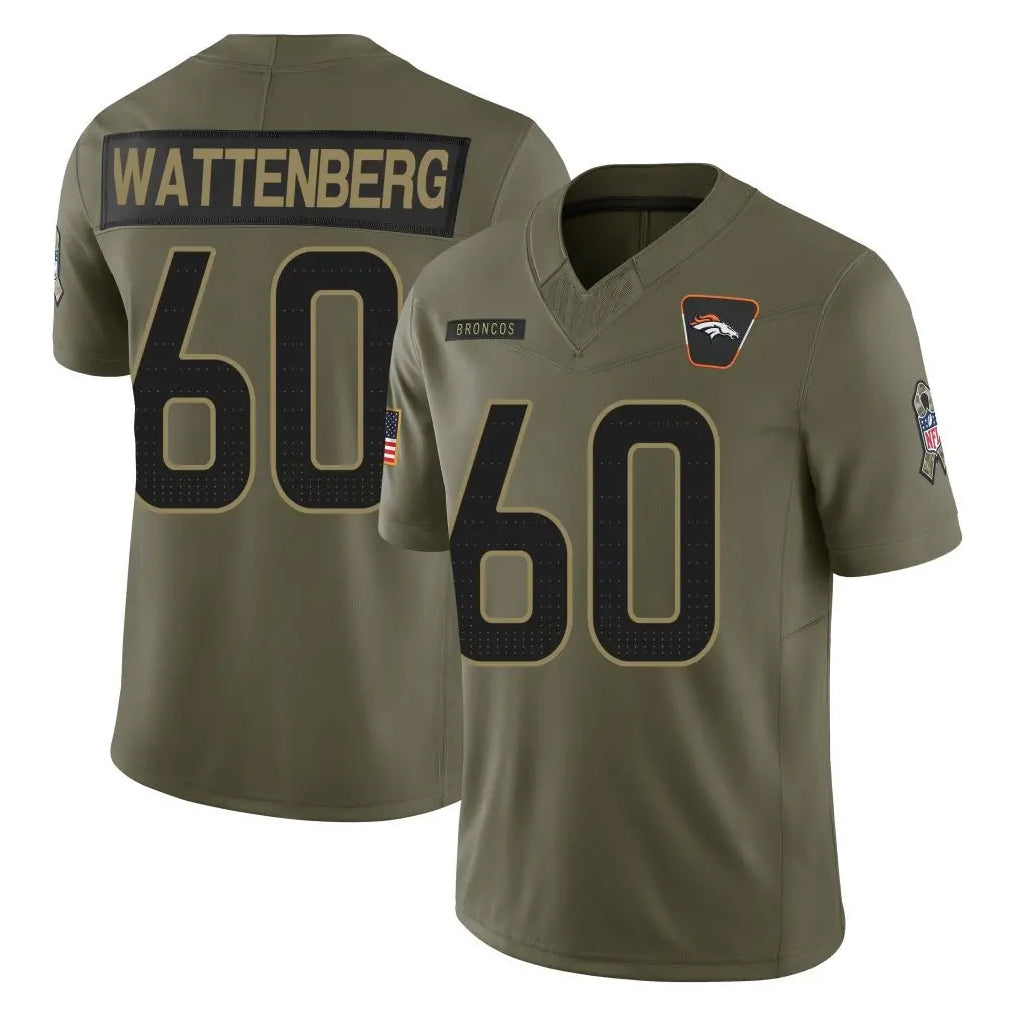Ncoe D.Broncos #60 Luke Wattenberg Player Olive 2025 Salute To Service Limited Home Game Stitched Jerseys