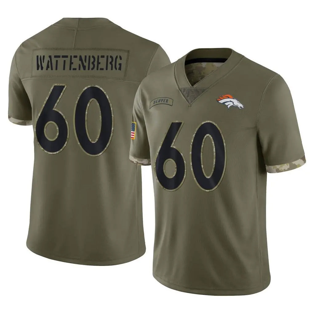 Ncoe D.Broncos #60 Luke Wattenberg Player Olive Salute To Service Limited Stitched Jerseys