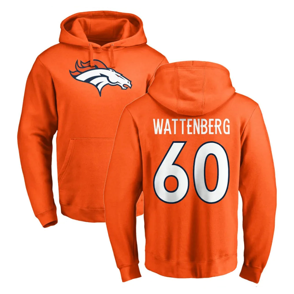 Ncoe D.Broncos #60 Luke Wattenberg Player Orange Pullover Hoodie Limited Stitched Jerseys